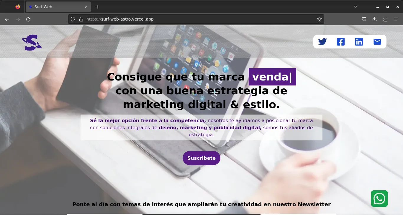 Pagina web externa de Surf web