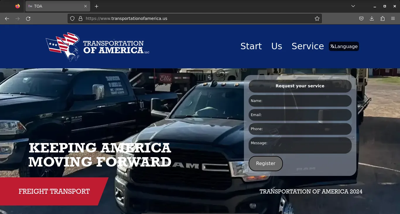 Pagina web externa de Transportation of america